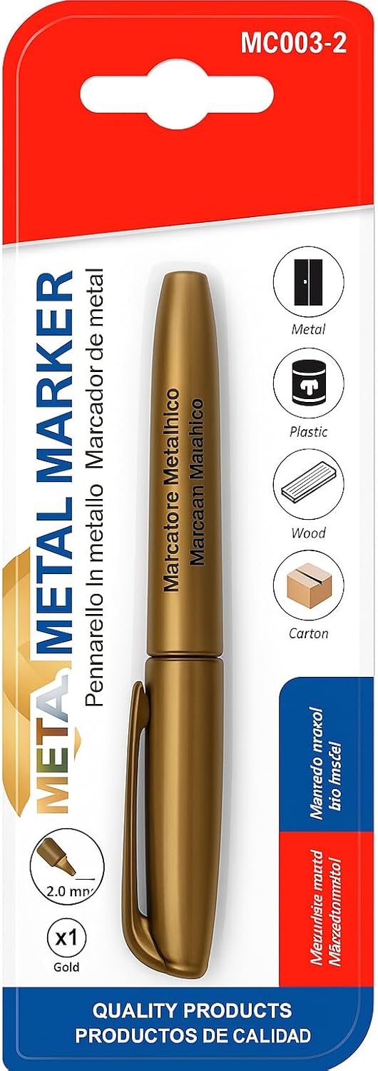 Metal Marker 14.5 cm Gold 2 mm Tip for Crafting and Writing