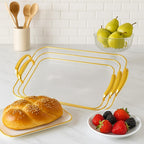 72 Pieces Clear Acrylic Serving Tray Sets with Handles - Stylish Home and Office Decor in Gold (Perfect for Entertaining – Organizing – and Serving)