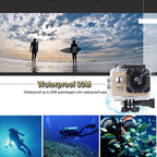 60 Pieces Sports Cam Waterproof Action Camera 1080Ps (Full HD 12MP Video Camera – 2-inch LCD – 140° Wide Angle Lens – 30M Underwater – Multi-Use Accessories)