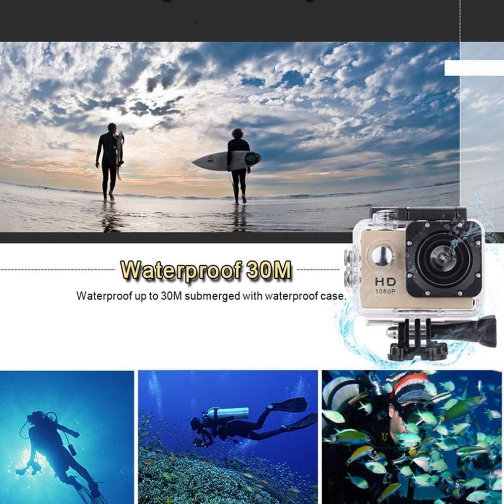 60 Pieces Sports Cam Waterproof Action Camera 1080Ps (Full HD 12MP Video Camera – 2-inch LCD – 140° Wide Angle Lens – 30M Underwater – Multi-Use Accessories)
