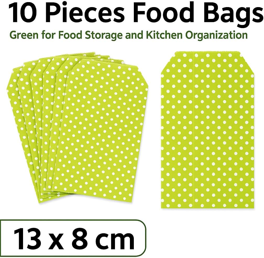 144 Pieces 10 Pieces Food Bags (13x8cm Green for Food Storage and Kitchen Organization)