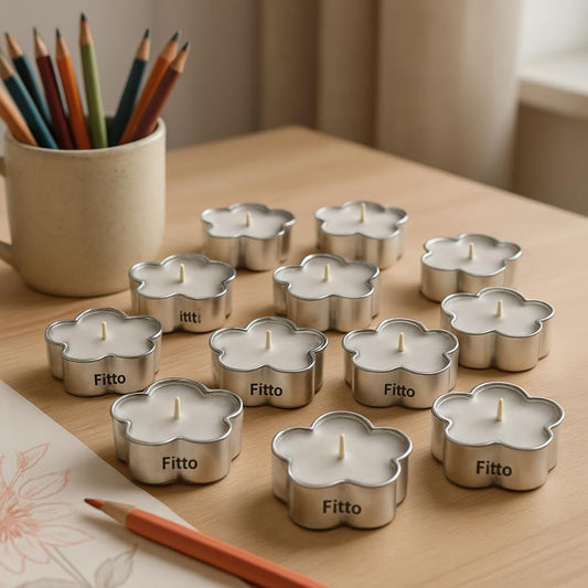 Set of 12 Silver Flower Metal Diya & Tealight Candle – Home Decor, Prayer Candle, Wedding & Festival Lighting, Arabic Lantern