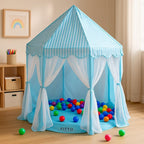 60 Pieces Princess Castle Play Tents for Kids (Fairy Playhouse for Girls – Indoor/Outdoor Party Games – Durable Hexagon Design – Pink & Blue – Ages 3-12)