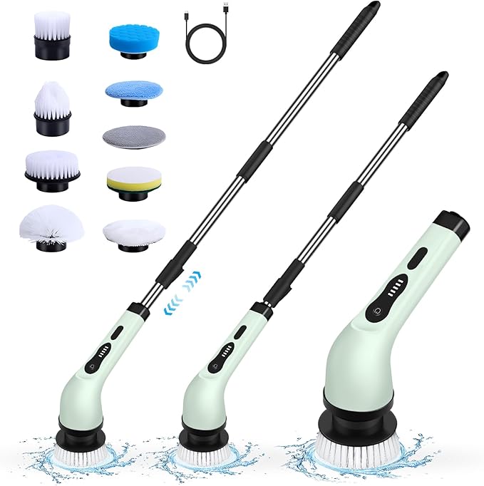 Fitto Electronic Cleaning Brush for Bathroom & Tiles, 350 RPM Electric Spin with 3 Brush Heads – Efficient Toilet Scrubber, Powerful Spin Brush for Deep Cleaning