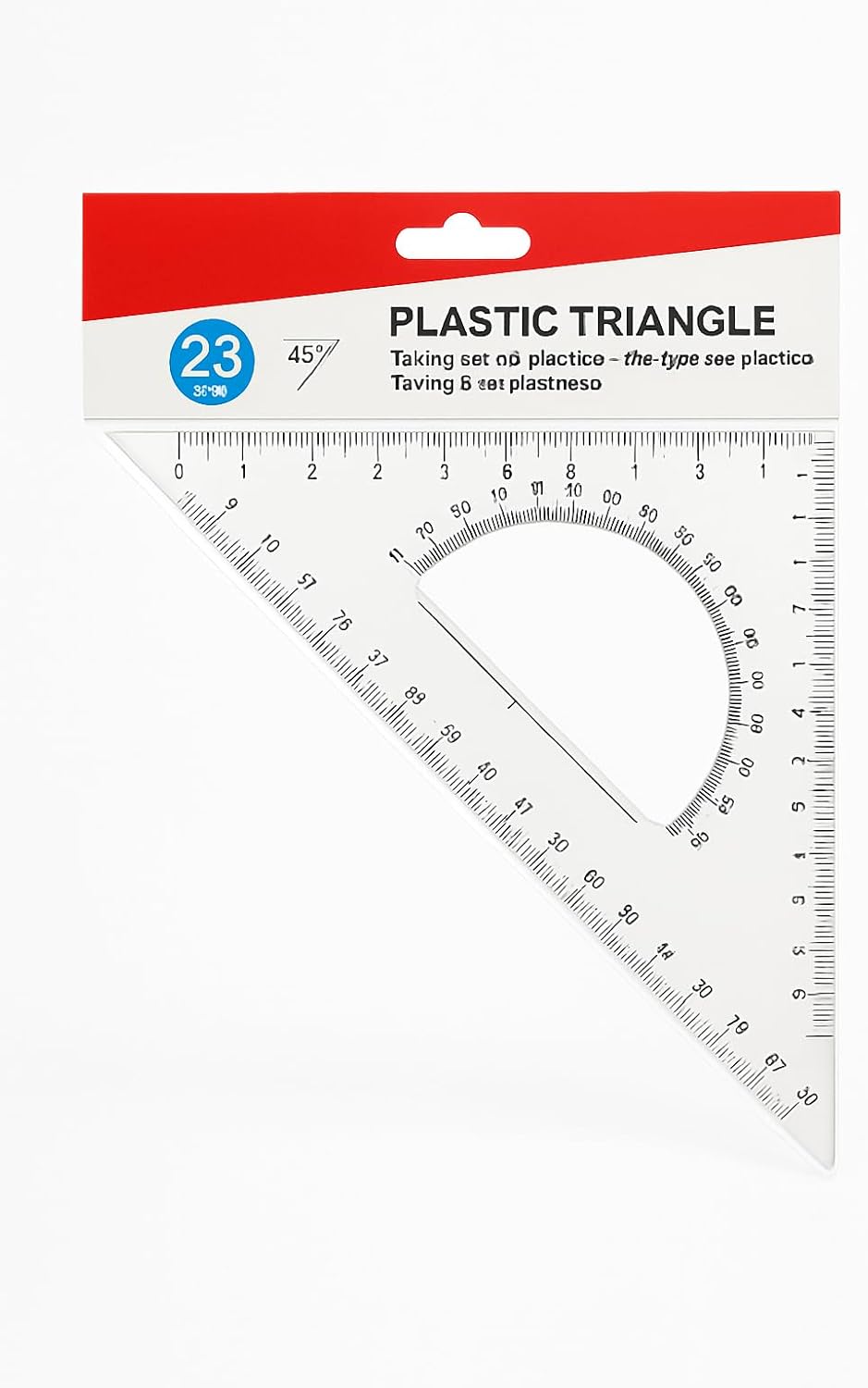 Plastic Triangle Ruler 23cm x 14cm for Geometry, Drafting, and Drawing
