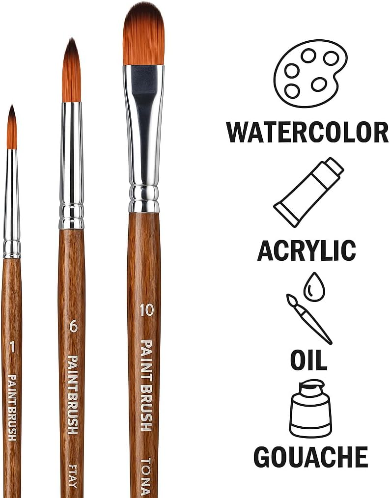 120 Pieces 3 Pieces Painting Brush Set - Round Tips for Art (Drawing – Sketching – Acrylic – Watercolor)