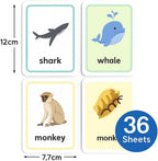 120 Pieces 36 Sheets Animals Series Flash Cards (12x7.7cm for Kids Learning and Play)