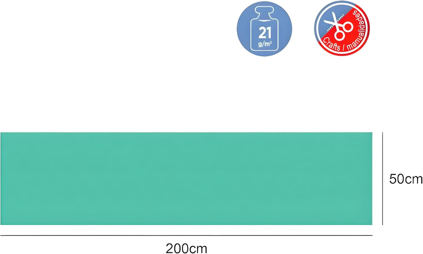 Crepe Paper Roll 200cm x 50cm Aqua Green for Crafts, Decorations, DIY Projects