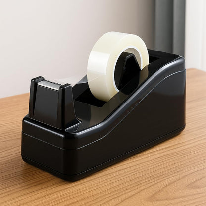 Black Tape Dispenser - Heavy Duty Desk Tape Dispenser with Non-Slip Base, Easy-to-Load Design, for Office, Home, and School Use