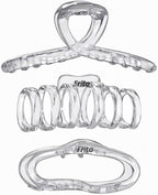 120 Pieces Large Assorted Hair Claw Clips - Transparents (Lightweight – Strong – Thick – Curly – Thin – Pack of 3)