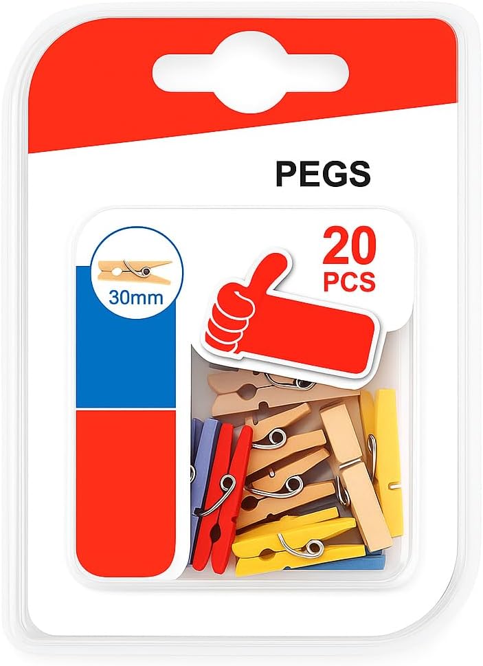 144 Pieces 20 Piece Wooden Cloth Pins (25mm for Laundry Drying and Home Use)