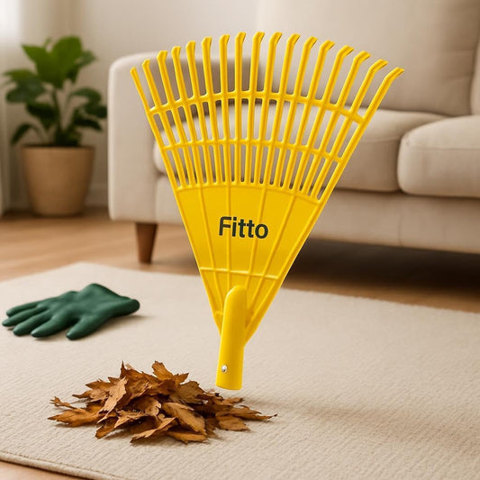 Yellow Plastic Rake for Leaves and Debris Collection