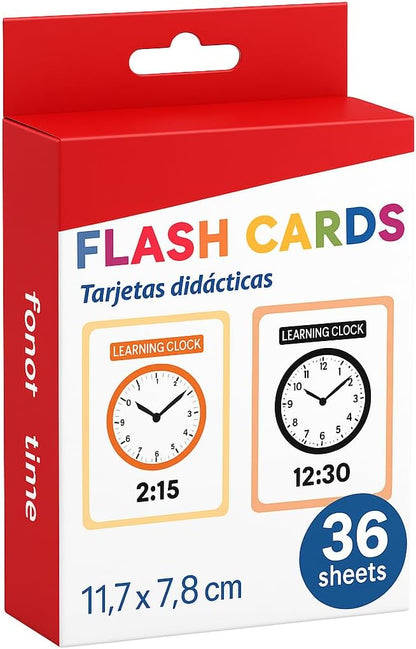 36 Sheets Clock Series Flash Cards 11.7x7.8cm Educational Learning Tools