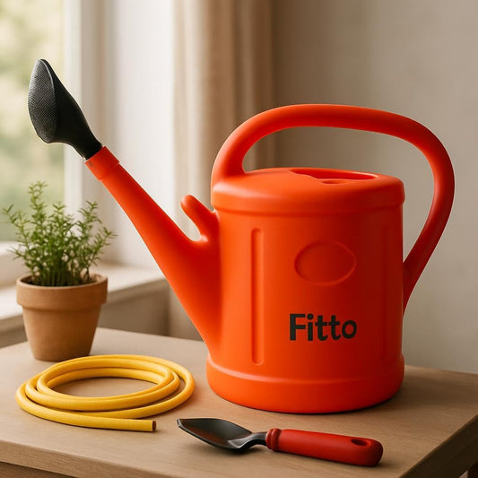 Bright Orange Plastic Watering Can with Long Spout, 8L Capacity