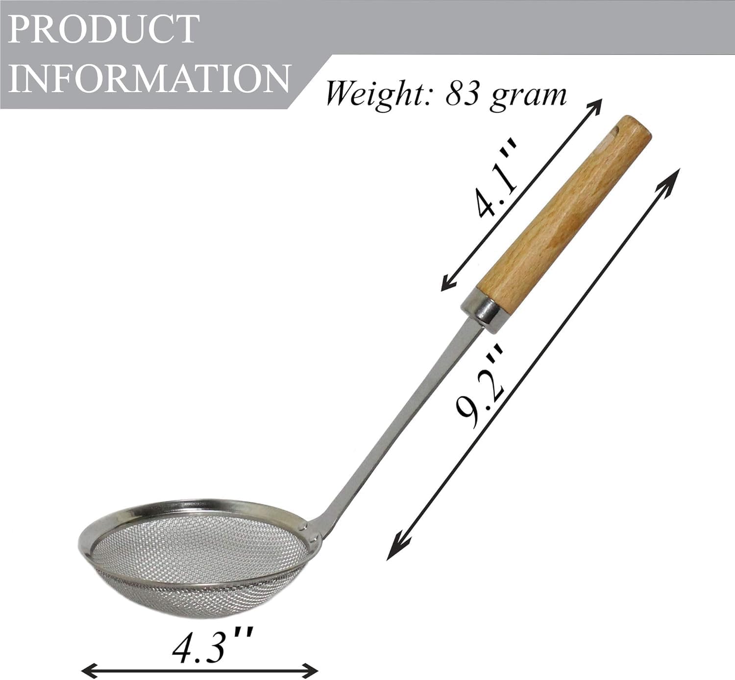 120 Pieces Stainless Steel Spider Strainers with Natural Wooden Handle | Professional Grade Mesh Skimmer Spoon for Cooking Spaetzle and Pasta