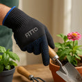 240 Pieces Black Gloves with Textured Grip and Blue Accent for Gardening and Work