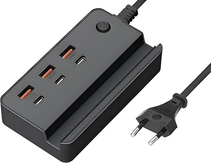 2-in-1 Multi-USB Charging Station Desktop Power Strip with 3 USB Ports & 3 Type C Ports 35W
