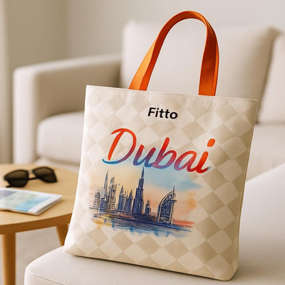 Eco-Friendly Dubai Gold Canvas Tote Bag with Durable Handles