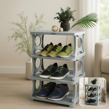 Multi-Layer Stackable Shoes Rack - 4 Layer Space-Saving Shoe Shelf