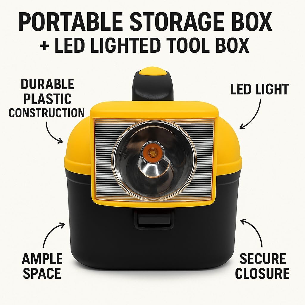96 Pieces Lighting Portable Storage Boxes (Tools Storage Tool Box with LED Light – Durable Construction – Ample Storage – Illuminated Interior – Compact & Portable Design with Secure Closure)