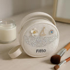 96 Pieces Small Round Wool Makeup Bags with Handle - Portable Travel Makeup Organizer (White)