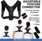 96 Pieces Adjustable Posture Correctors for Men (Women & Children – Invisible Back Support Belt with Shoulder Pads – Black)
