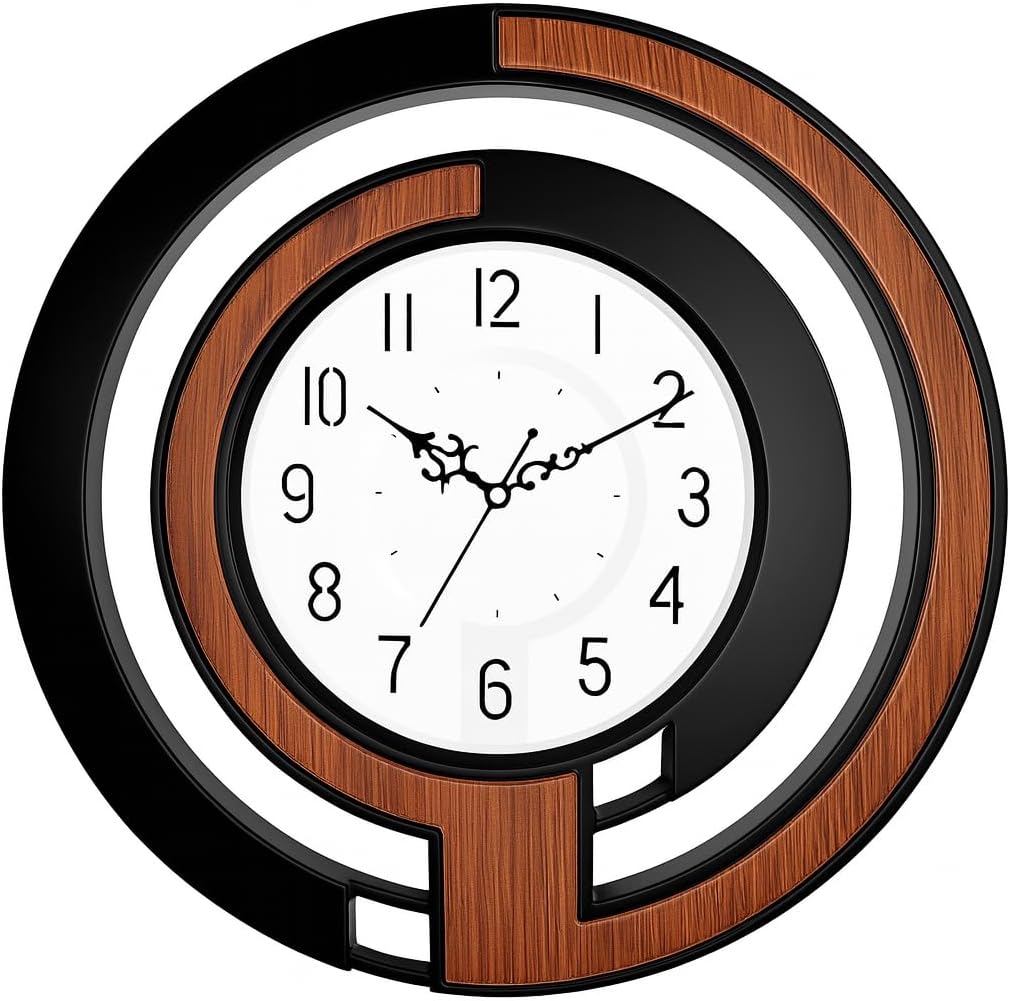 60 Pieces Elegant Wall Clocks with Silent Quartz Movement (Large Numbers – and Classic Design – Battery Operated Decorative Timepiece for Living Room – Office – and Bedroom Home Decor.)