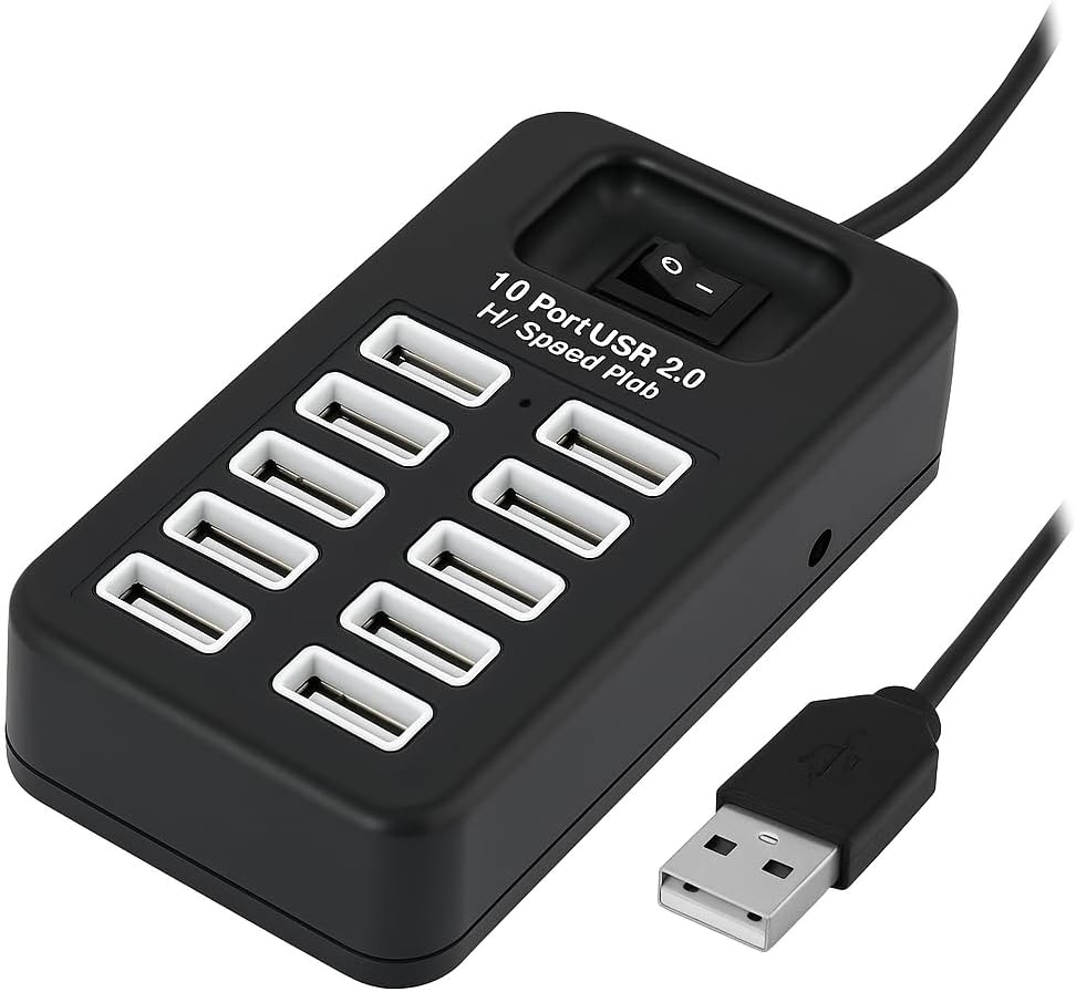 96 Pieces 10 Port USB 2 Hi-Speed Hub - Expand USB Connectivities for PC (Laptop – and Devices)