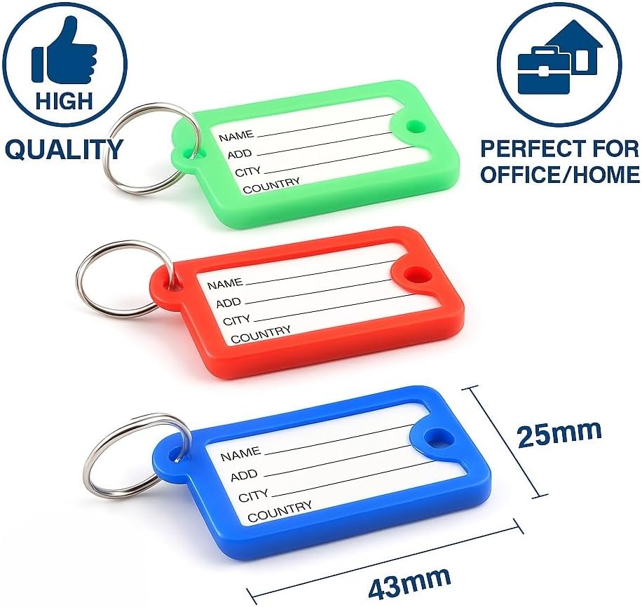 144 Pieces Multi-Color PC Key Tags (4 Pack – Durable Plastic Keychain Labels for Home – Office – and Travel)