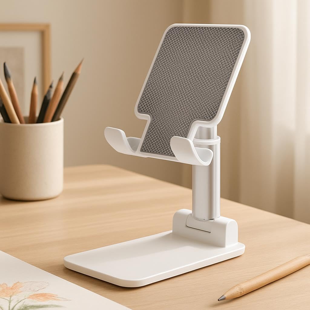 Folding Desktop Phone Stand, Mobile Holder for Desk, Adjustable & Portable