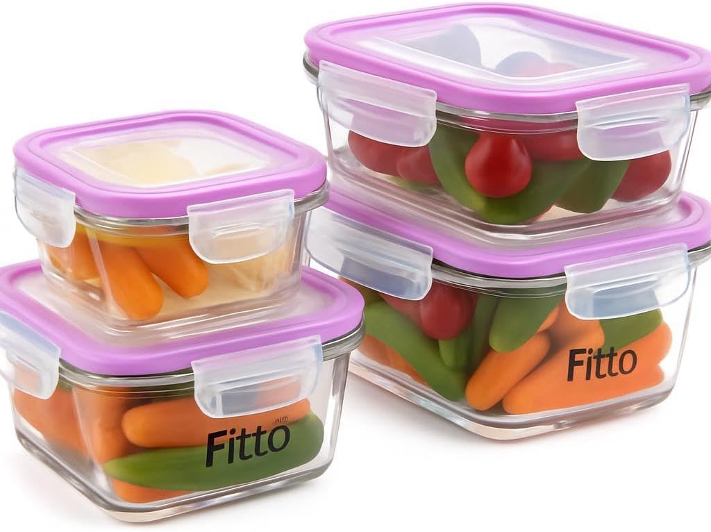 72 Pieces 4Pcs Microwave Glass Storage Sets with Lids (380ml & (620ml))