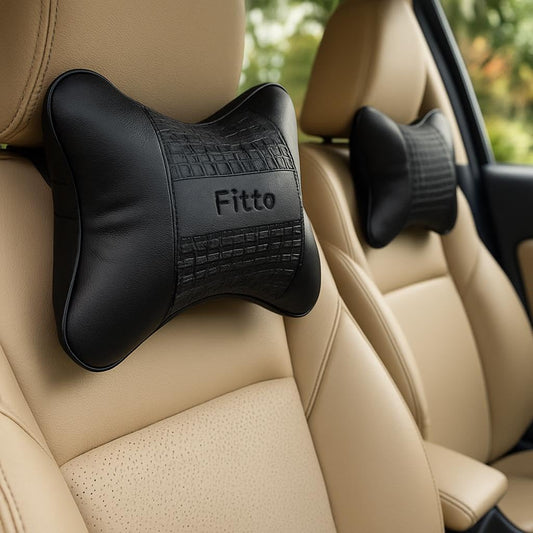 Car Headrest Neck Cushion Pillow with pattern, pack of 2, Black