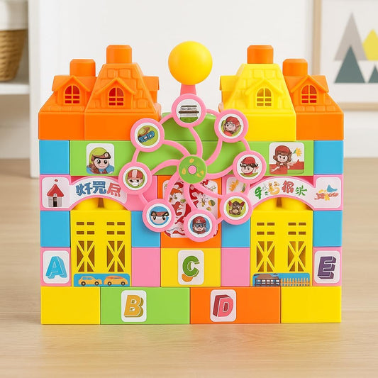 Plastic Building Blocks Castle Set of 68 Pieces for Kids – Educational and Creative Construction Toy for Boys and Girls, Ideal for STEM Learning, Motor Skill Development, and Fun Playtime