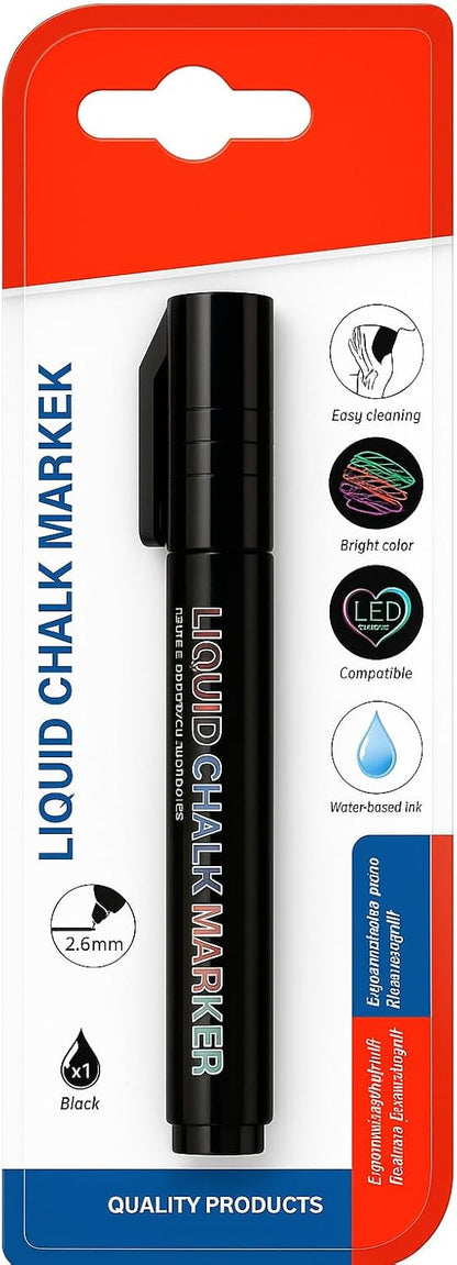 Liquid Chalk Marker 14.5cm 2.5mm Black for Chalkboards, Glass, Windows, Non-Porous Surfaces