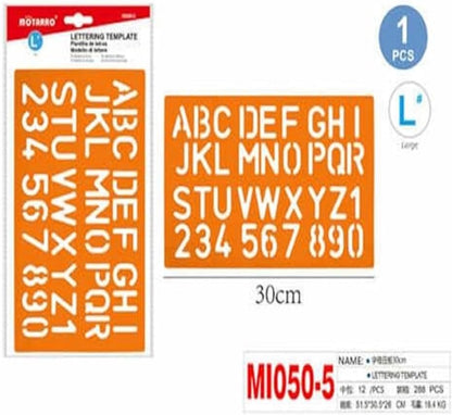 Orange Lettering Template with Upper Case Letters and Numbers Size 30cm