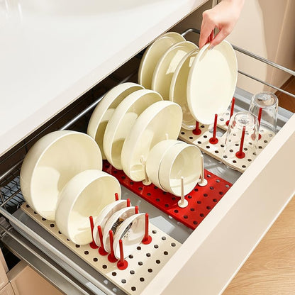 Multipurpose Expandable Drawer Rack – Cream & Red