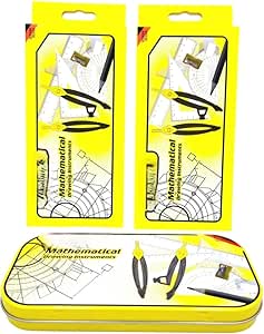 FITTO Mathematical Drawing Instruments Box – Complete Geometry Set with Compass, Protractor, Ruler, Set Squares & Eraser, Durable Case for Precision in School, Office & Engineering