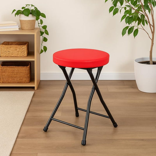 Folding Stool Red Color, Portable Lightweight Seat for Camping, Fishing, and Outdoor Activities