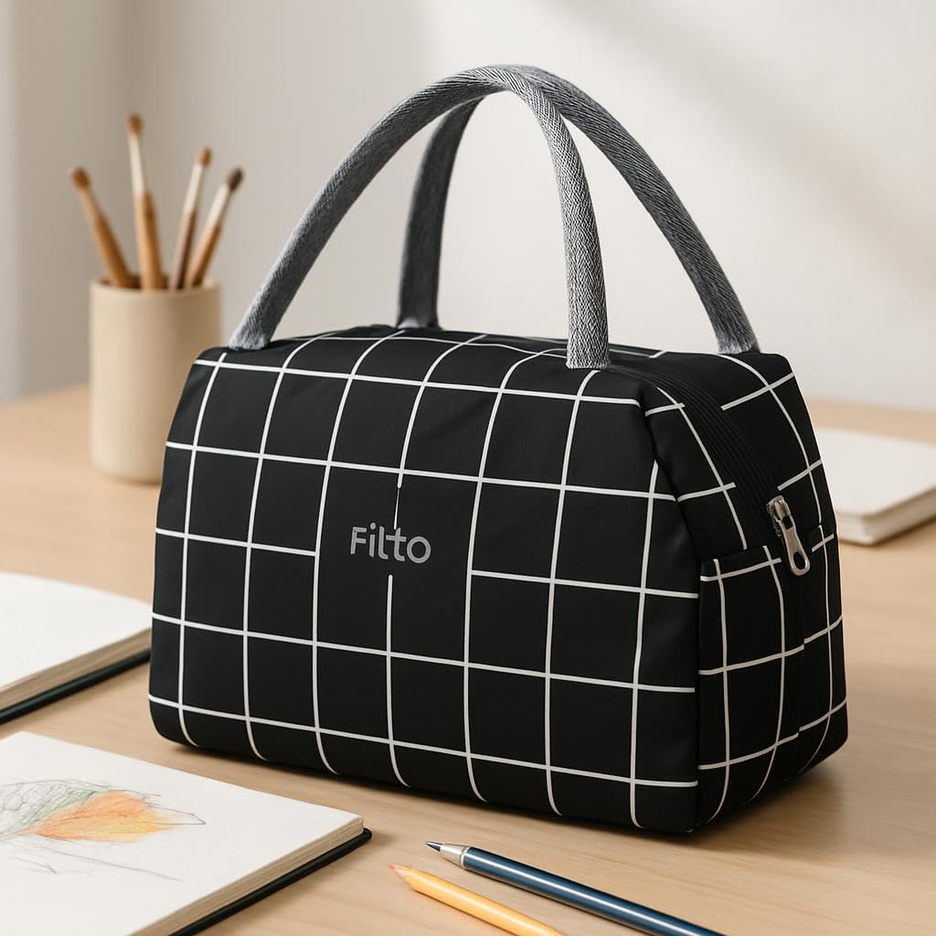 Silver Lunch Bag - Insulated Food Carrier for Work, School, and Outdoor