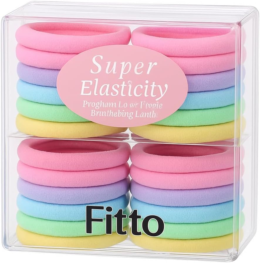 96 Pieces Pastel Colors Ponytail Holder Elastic Hair Rubber Bands (Pack of 64)
