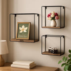 48 Pieces Metal Wire Square Wall Display 3Pcs Set Shelves for Home Decor