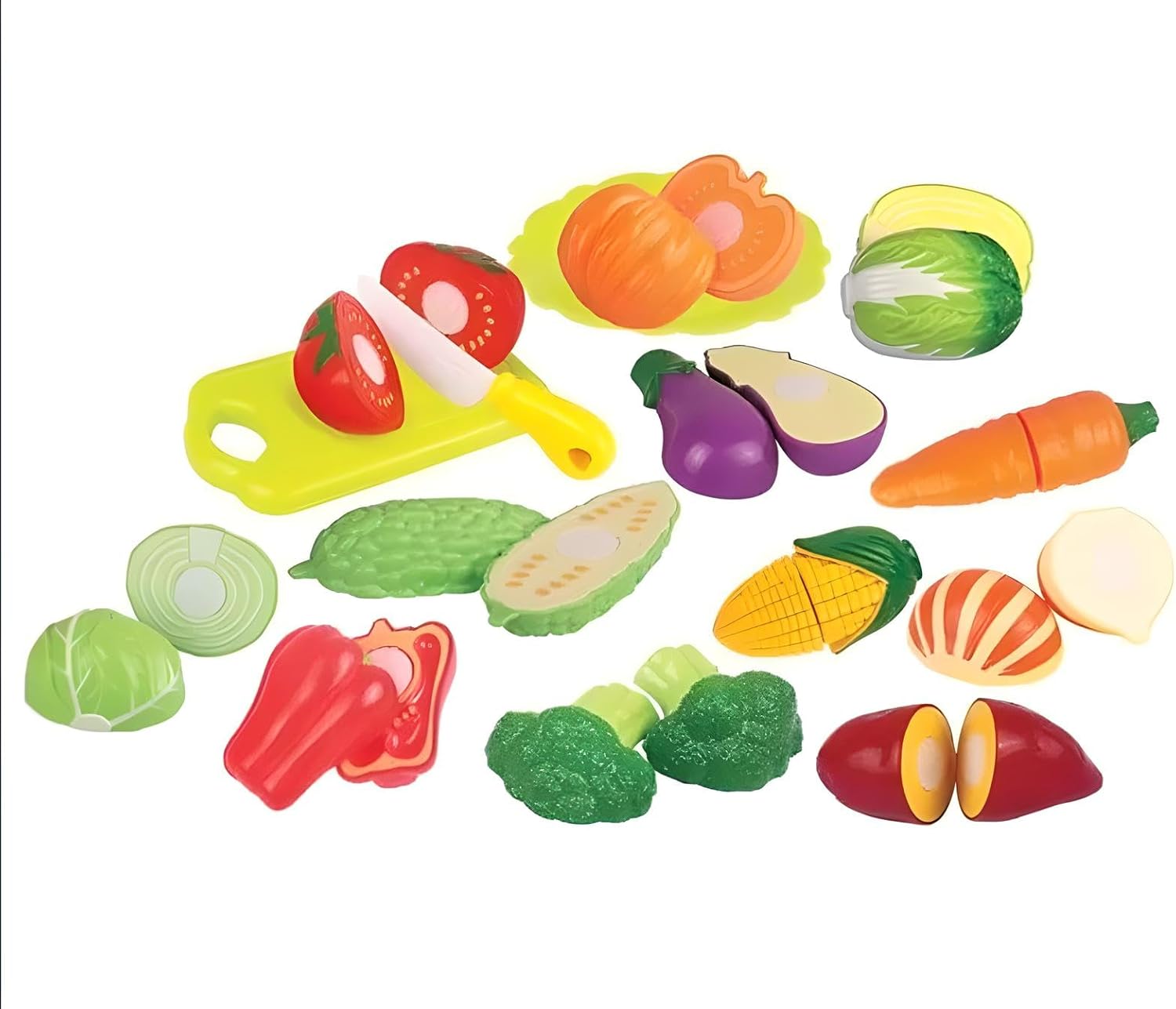 96 Pieces 16Pcs/Set Vegetables & Fruits Baby Kitchen Toy Set - Pretend Plays (Educational Kitchen Toys – Realistic Fruits & Veggies – Safe & Non-Toxic – Early Learning Toy for Toddlers & Kids)
