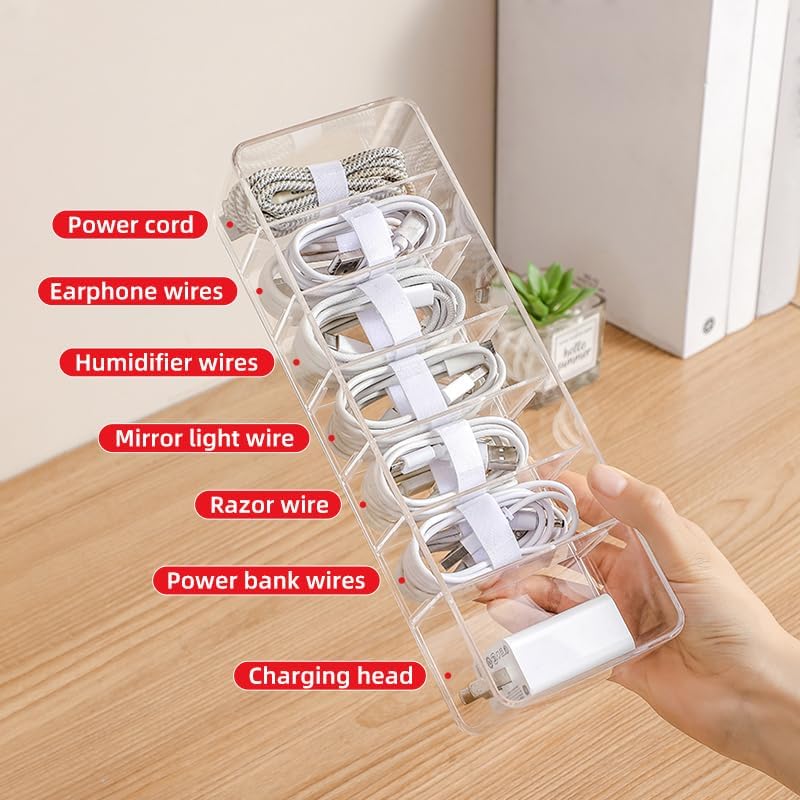 120 Pieces Large Transparent Data Cable Storage Boxes (Adjustable Compartments)