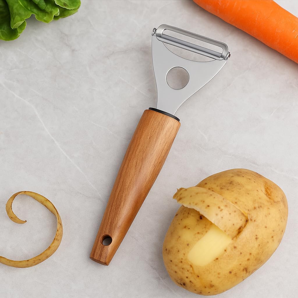 Stainless Steel Peeler with Acacia Wood Handle – Ergonomic, Durable, and Perfect for Everyday Peeling Tasks