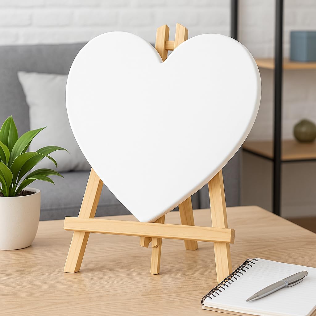 96 Pieces Heart Shaped Canvas (20x20cm with Wooden Stand 29x20cm)