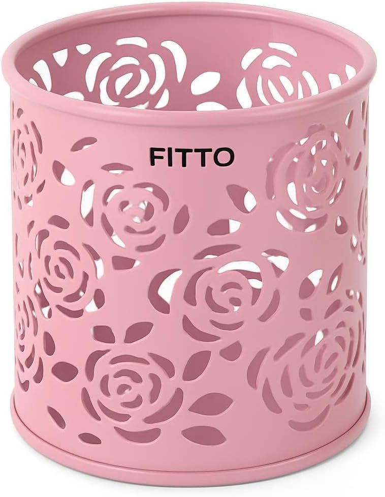 Pink Pen Holder Round 8x9cm Desk Organizer