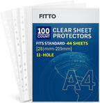 96 Pieces 100 Page 11 Hole Loose Folders for A4 Sheets (Office Binder)