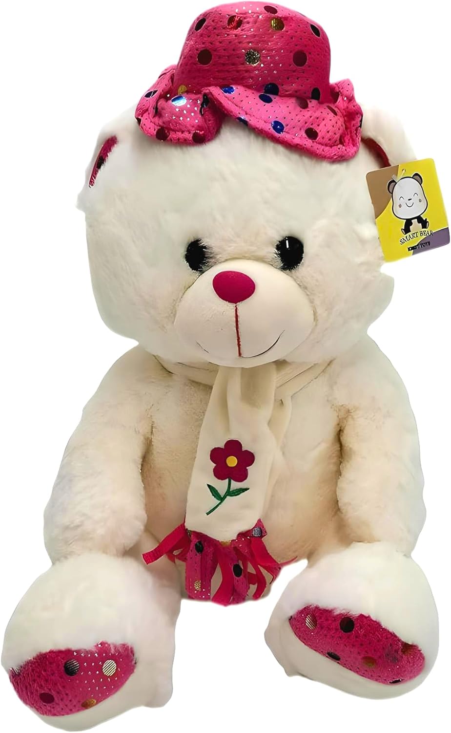72 Pieces White & Pink Teddy Bears with Cap (35cm)
