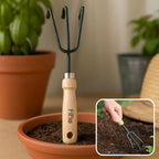 96 Pieces Hand Cultivators with Wooden Handle and Metal Prongs for Gardening