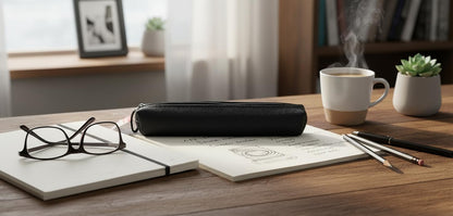 Black Pencil Case 21x3x3cm - Durable, Compact Stationery Organizer